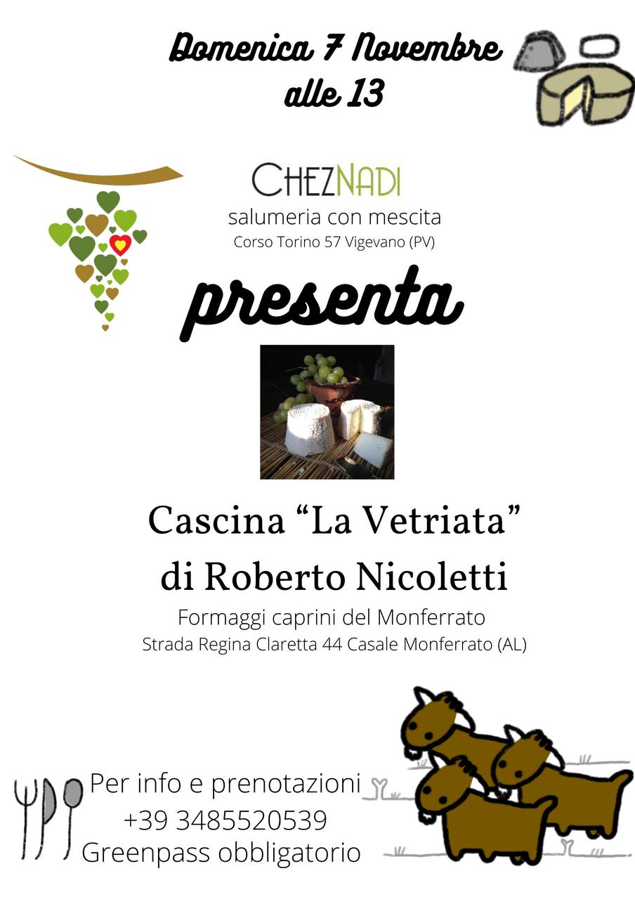 Locandina dell'evento "A cena con Roberto" della Cascina Vetriata